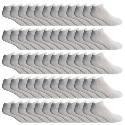 60 Pairs Of Yacht & Smith Mens Wholesale Bulk No Show Ankle Socks, Cotton Sport Athletic Socks - Size 10-13 (White)