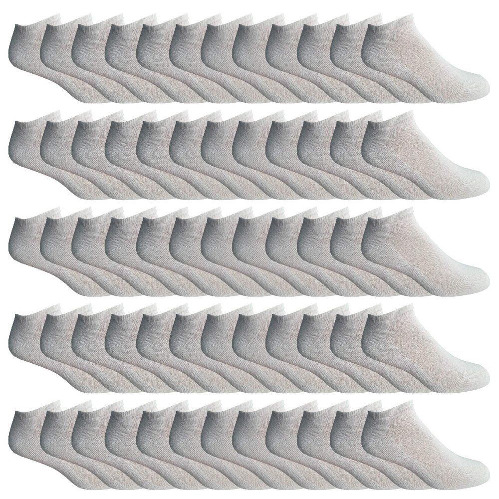 60 Pairs Of Yacht & Smith Mens Wholesale Bulk No Show Ankle Socks, Cotton Sport Athletic Socks - Size 10-13 (White)