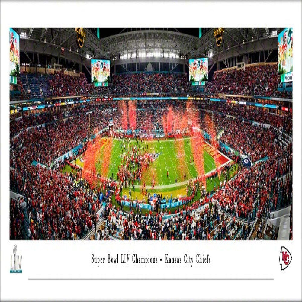 NFL Super Bowl LIV 2020 Champions, Kansas City Chiefs - Unframed 40 x 13.5 Poster by Blakeway Panoramas