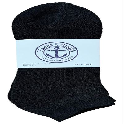 72 Pairs Of Yacht & Smith Mens Wholesale Bulk No Show Ankle Socks, Cotton Sport Athletic Socks - Size 10-13 (Black)