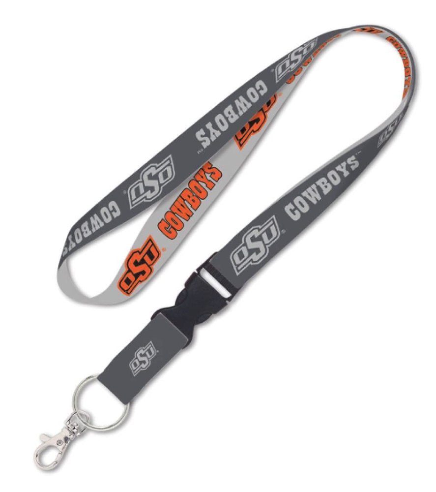 WinCraft Oklahoma State Cowboys Lanyard with Detachable Buckle, 1" - Grey