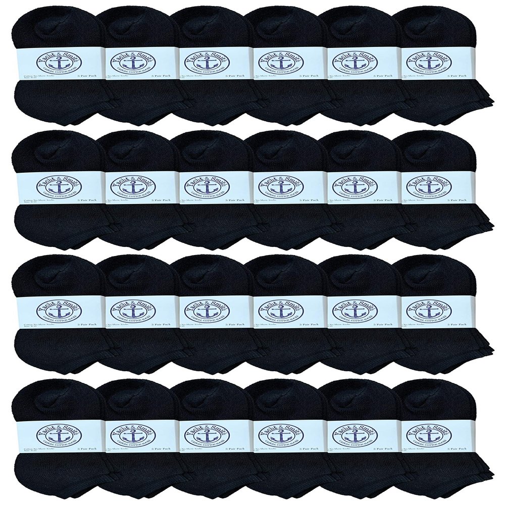 24 Pairs Of Yacht & Smith Bulk Womens Ankle Socks Low Cut Ankle Socks Size 9-11 (Black)