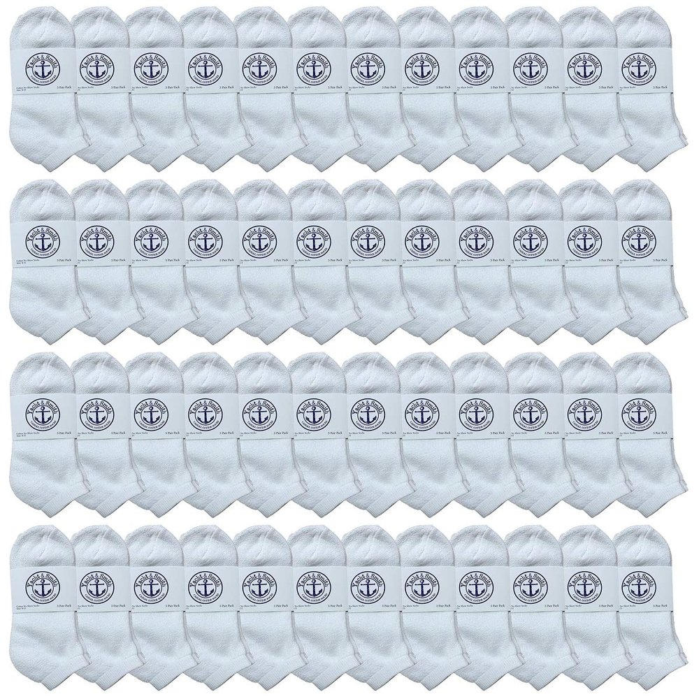 48 Pairs Of Yacht & Smith Bulk Womens Ankle Socks Low Cut Ankle Socks Size 9-11 (White)
