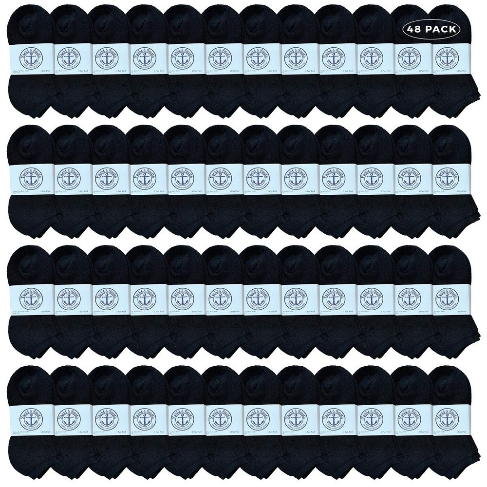 48 Pairs Of Yacht & Smith Bulk Womens Ankle Socks Low Cut Ankle Socks Size 9-11 (Black)