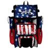 Boombah Rolling Superpack Baseball/Softball Gear Bag - Telescopic Handle - Holds 4 Bats - Wheeled Version - USA Stars & Stripes Navy/Red/White view 1