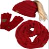 Funky Junque Matching 3 Pack: Ponytail Beanie, Texting Gloves, & Scarf - Red view 1