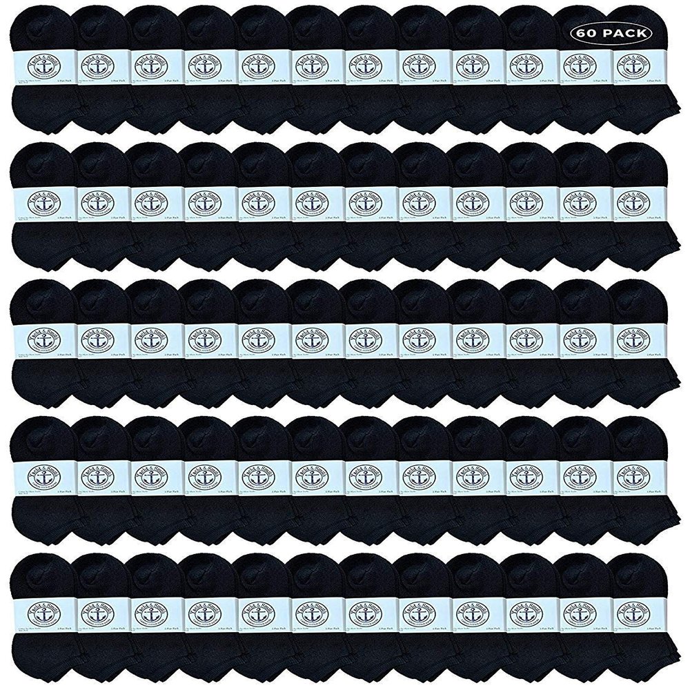 60 Pairs Of Yacht & Smith Bulk Womens Ankle Socks Low Cut Ankle Socks Size 9-11 (Black)