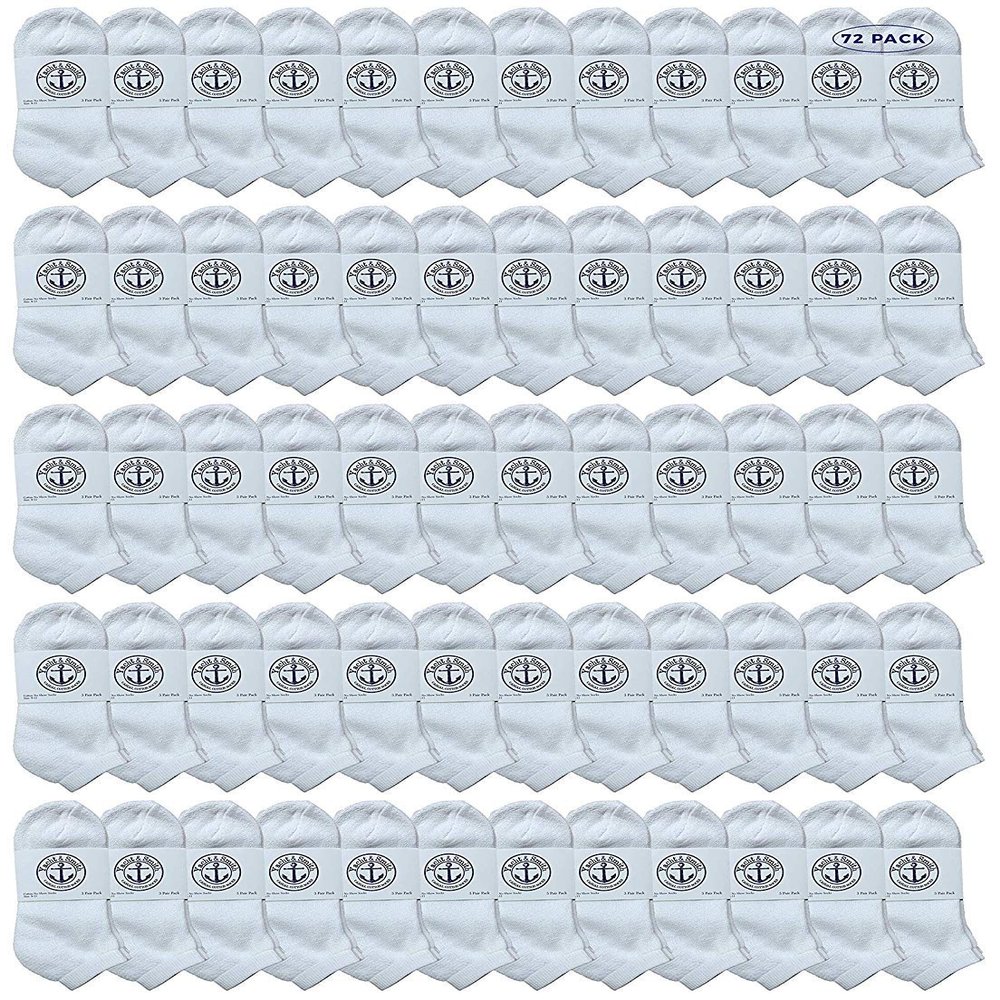 72 Pairs Of Yacht & Smith Bulk Womens Ankle Socks Low Cut Ankle Socks Size 9-11 (White)