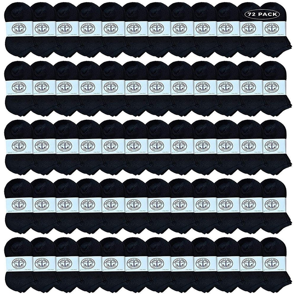 72 Pairs Of Yacht & Smith Bulk Womens Ankle Socks Low Cut Ankle Socks Size 9-11 (Black)