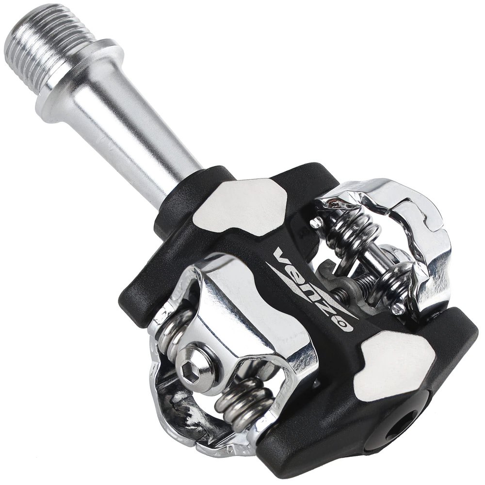 VENZO MTB Mountain Bike Forged 6066 Aluminum Sealed Clipless Pedals 9/16" Compatible with Shimano SPD Type Cleats SM-SH51 MTB Shoes - Easy Clip in