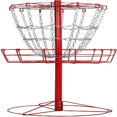Yaheetech 12-Chain Portable Disc Golf Basket Target Accessories Disc Golf Set w/Basket Target and Double Steel Chains Red