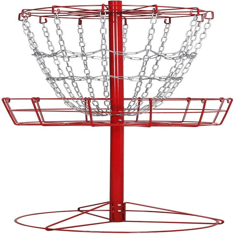 Yaheetech 12-Chain Portable Disc Golf Basket Target Accessories Disc Golf Set w/Basket Target and Double Steel Chains Red