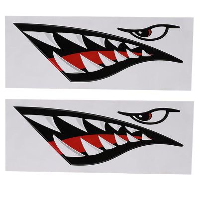 Shark Teeth Mouth Stickers, 2pcs Non- DIY Funny Shark Teeth Mouth Sticker Decal, for Kayak, Canoe, Fishing Boat, Dinghy Decoration