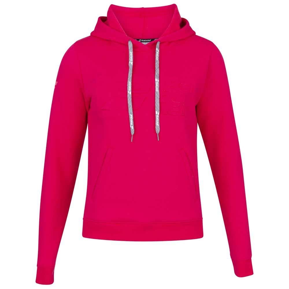 Babolat Women's Exercise Hooded Tennis Training Sweatshirt, Red Rose (US Size Small)