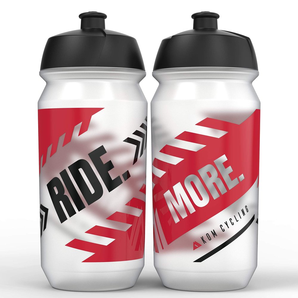 KOM Cycling Water Bottle Collection 500ml (16.9oz) Cycling Water Bottle Inspiration (6 Bottles, Ride More.)