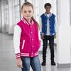 AWDis Kids Varsity Jacket - Boys Girls Trendy American Letterman Baseball top - Jet Black/Heather Grey (3-4 Years) view 3