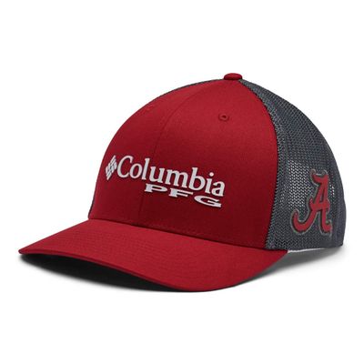 Columbia Unisex PFG Mesh Snap Back Ball Cap, Ala - Red Velvet/Charcoal, One Size