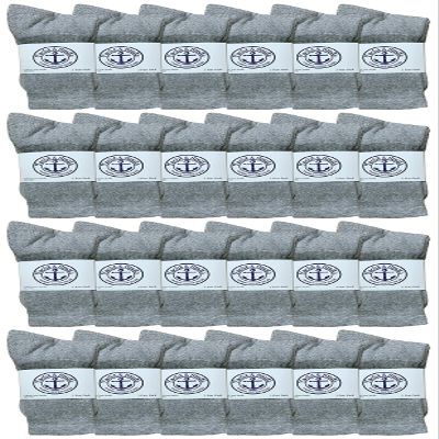 24 Pairs Of Yacht & Smith Wholesale Bulk Womens Crew Socks, Cotton Sport Athletic Socks - Size 9-11 (Gray)