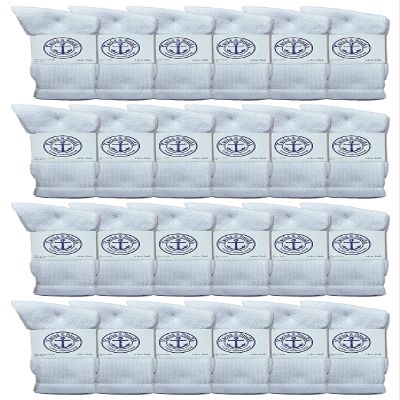 24 Pairs Of Yacht & Smith Wholesale Bulk Womens Crew Socks, Cotton Sport Athletic Socks - Size 9-11 (White)