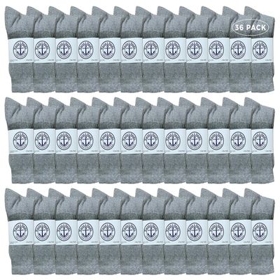 36 Pairs Of Yacht & Smith Wholesale Bulk Womens Crew Socks, Cotton Sport Athletic Socks - Size 9-11 (Gray)