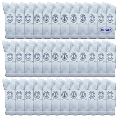 36 Pairs Of Yacht & Smith Wholesale Bulk Womens Crew Socks, Cotton Sport Athletic Socks - Size 9-11 (White)