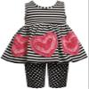 Bonnie Jean Baby Girls Bonaz Heart Border Stripe Knit Dress/Shorts Set, Heart Border/Black-White, 3-6 Months view 1