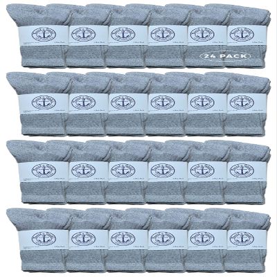 24 Pairs Of Yacht & Smith Wholesale Kids Crew Socks, Childrens Cotton Casual Crew Socks Size 6-8 (Gray)