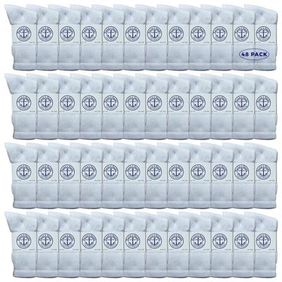 48 Pairs Of Yacht & Smith Wholesale Bulk Womens Crew Socks, Cotton Sport Athletic Socks - Size 9-11 (White)