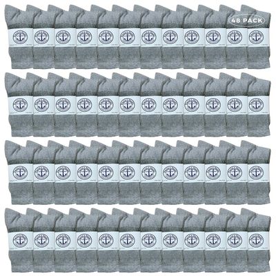 48 Pairs Of Yacht & Smith Wholesale Bulk Womens Crew Socks, Cotton Sport Athletic Socks - Size 9-11 (Gray)