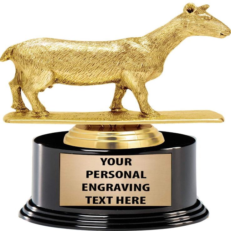 Crown Awards Goat Trophy, 6.75" Goat Trophy with 5 Lines of Text Included, 10 Pack
