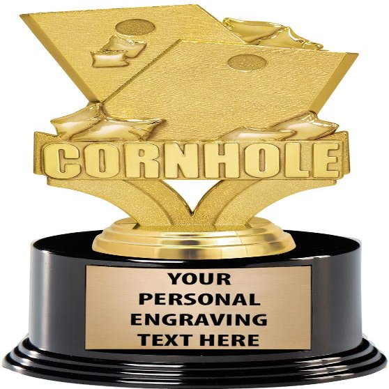Crown Awards Cornhole Trophy, 7.25" Cornhole Champion Trophy with 5 Lines of Text Included, 50 Pack