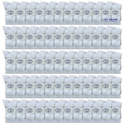 72 Pairs Of Yacht & Smith Wholesale Bulk Womens Crew Socks, Cotton Sport Athletic Socks - Size 9-11 (White)