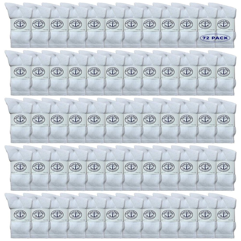 72 Pairs Of Yacht & Smith Wholesale Bulk Womens Crew Socks, Cotton Sport Athletic Socks - Size 9-11 (White)