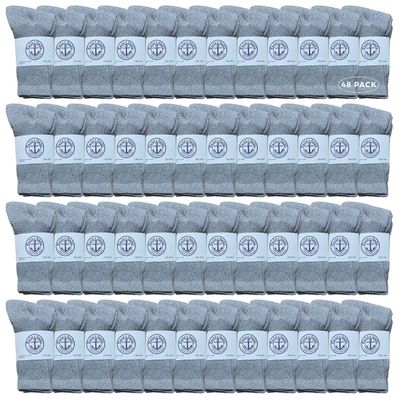 48 Pairs Of Yacht & Smith Wholesale Kids Crew Socks, Childrens Cotton Casual Crew Socks Size 6-8 (Gray)