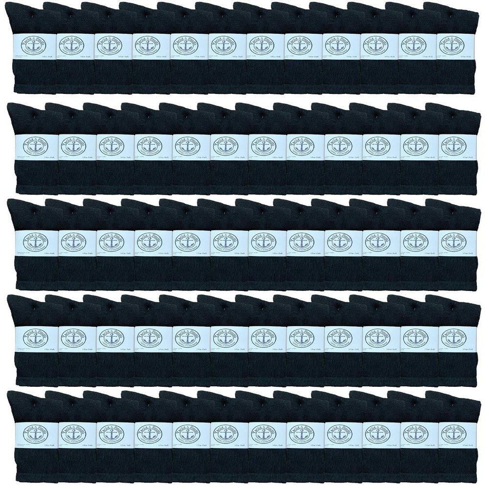 72 Pairs Of Yacht & Smith Wholesale Bulk Womens Crew Socks, Cotton Sport Athletic Socks - Size 9-11 (Black)