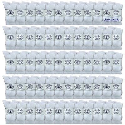 120 Pairs Of Yacht & Smith Wholesale Bulk Womens Crew Socks, Cotton Sport Athletic Socks - Size 9-11 (White)