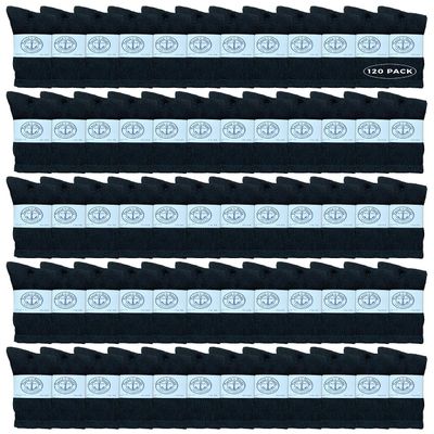 120 Pairs Of Yacht & Smith Wholesale Bulk Womens Crew Socks, Cotton Sport Athletic Socks - Size 9-11 (Black)