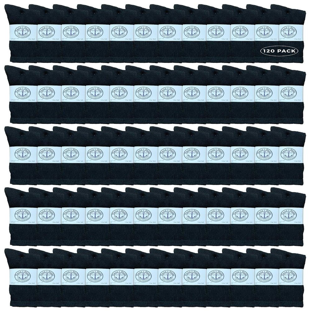 120 Pairs Of Yacht & Smith Wholesale Bulk Womens Crew Socks, Cotton Sport Athletic Socks - Size 9-11 (Black)