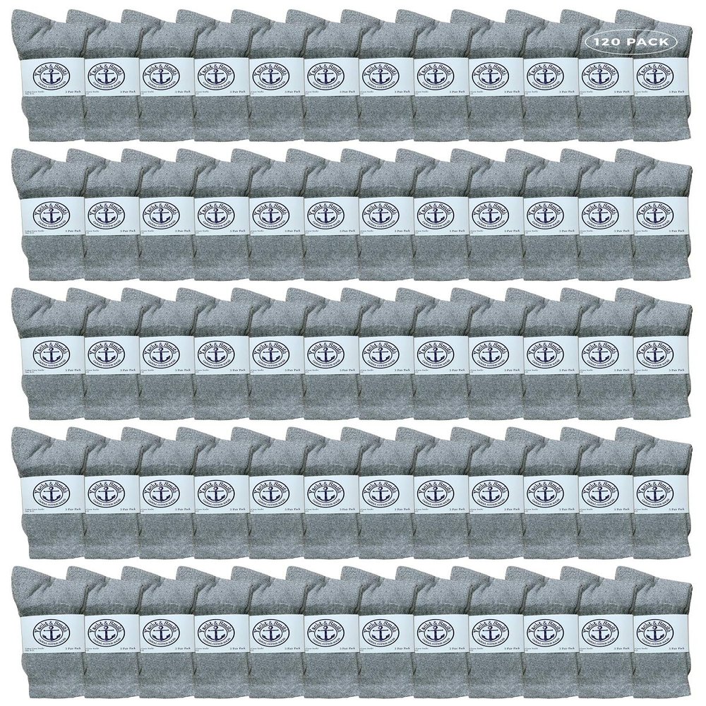 120 Pairs Of Yacht & Smith Wholesale Bulk Womens Crew Socks, Cotton Sport Athletic Socks - Size 9-11 (Gray)