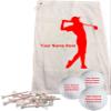 (Red) Man Personalized Golf Towel Set  Includes One Personalized 16" x 26" Golf Towel - 3 Personalized Golf Balls - 15 Golf Tees. (Red) Men Comes in Christmas Ribbon Packaging! view 1