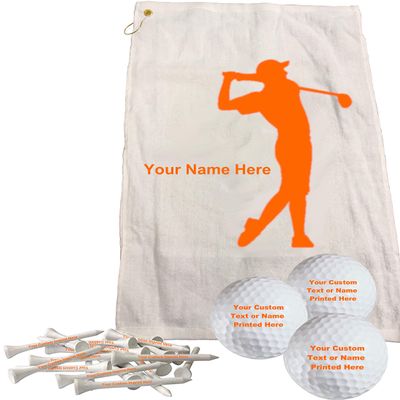 Orange Man Personalized Golf Towel Set  Includes One Personalized 16" x 26" Golf Towel - 3 Personalized Golf Balls - 15 Golf Tees. (Orange) Comes in Christmas Ribbon Packaging!