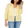 Charter Club Petite Pointelle-Stripe Cardigan (Citron Aura, P/L) view 1
