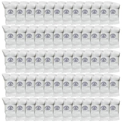 60 Pairs Of Yacht & Smith Wholesale Kids Crew Socks, Childrens Cotton Casual Crew Socks Size 6-8 (White)