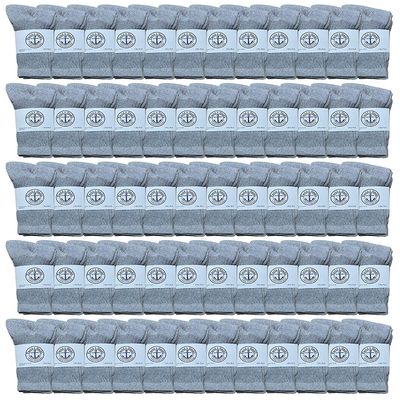 60 Pairs Of Yacht & Smith Wholesale Kids Crew Socks, Childrens Cotton Casual Crew Socks Size 6-8 (Gray)
