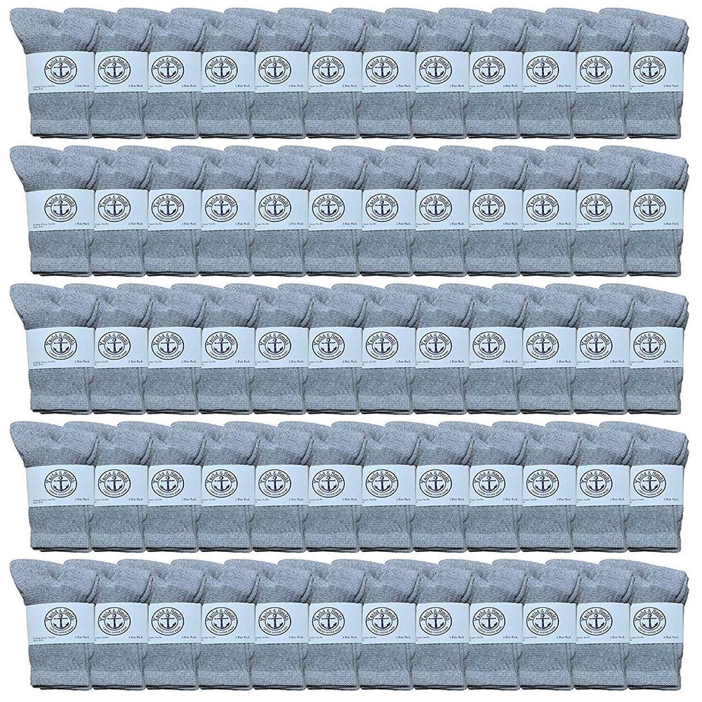 60 Pairs Of Yacht & Smith Wholesale Kids Crew Socks, Childrens Cotton Casual Crew Socks Size 6-8 (Gray)