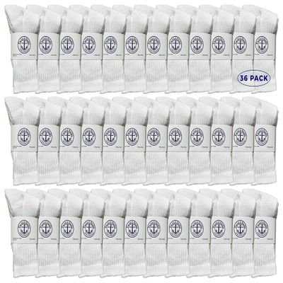 36 Pairs Of Yacht & Smith Wholesale Kids Crew Socks, Childrens Cotton Casual Crew Socks Size 6-8 (White)