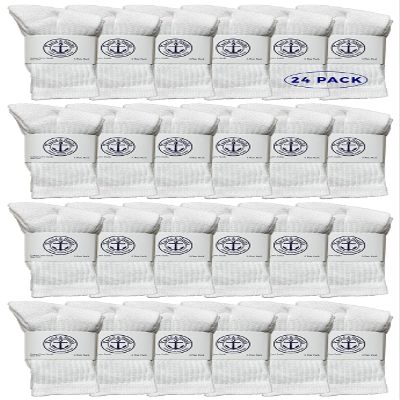 24 Pairs Of Yacht & Smith Wholesale Kids Crew Socks, Childrens Cotton Casual Crew Socks Size 6-8 (White)