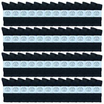48 Pairs Of Yacht & Smith Wholesale Bulk Womens Crew Socks, Cotton Sport Athletic Socks - Size 9-11 (Black)