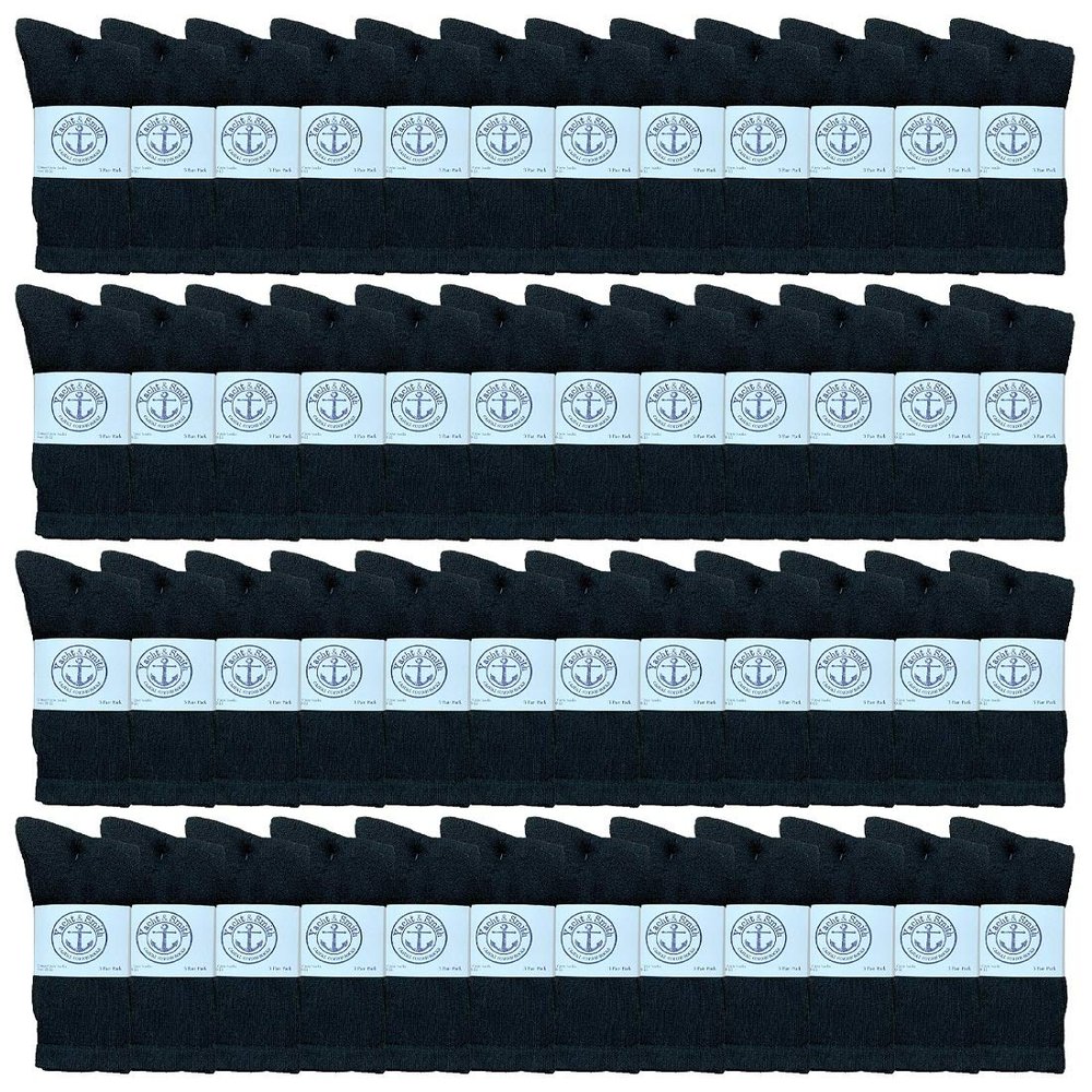 48 Pairs Of Yacht & Smith Wholesale Bulk Womens Crew Socks, Cotton Sport Athletic Socks - Size 9-11 (Black)