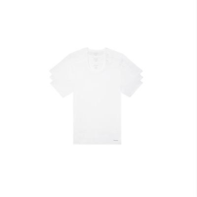 Calvin Klein Mens 100% Cotton T-Shirt Packs 5 White - Short Sleeve Crewneck L